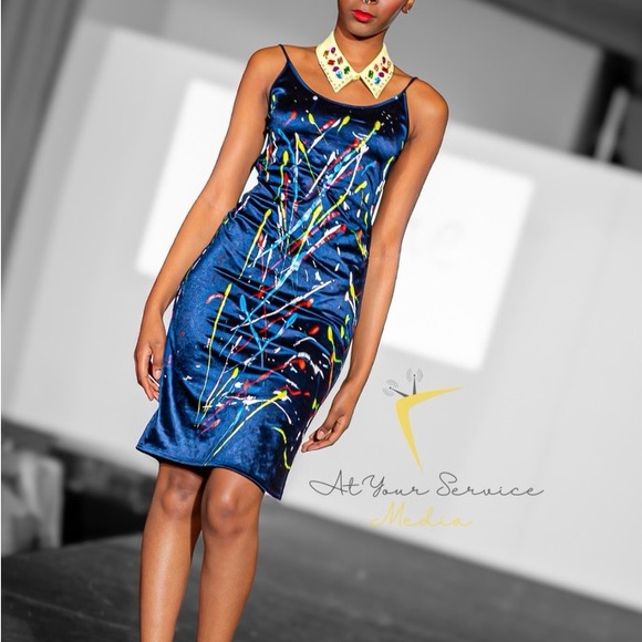 Colorful Abstract Print Dress B.A.D. (Stretch) - Picture 2 of 2